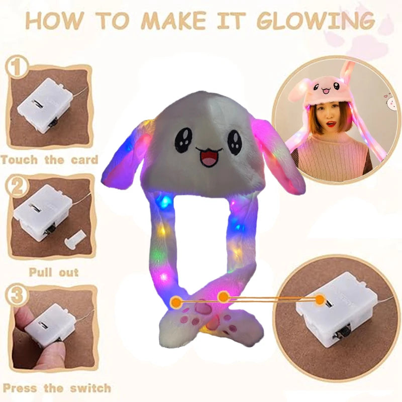 Light Up Your Look with the LED Plush Rabbit Hat!