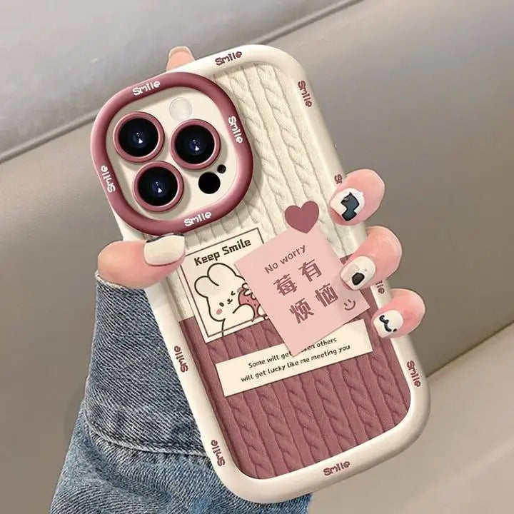 Cute Cartoon Rabbit iPhone Case with Camera Protector