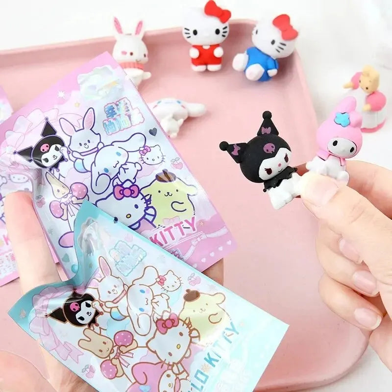 Sanrio 16/32pcs Kawaii Erasers – Kuromi & Hello Kitty 3D Cartoon Student Stationery Gift Set
