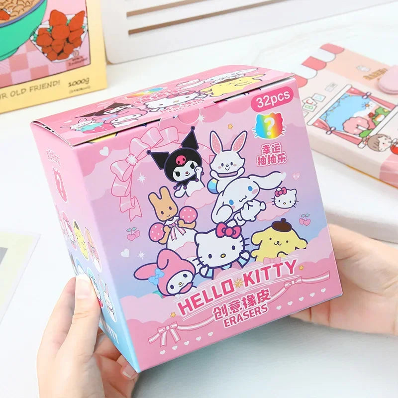 Sanrio 16/32pcs Kawaii Erasers – Kuromi & Hello Kitty 3D Cartoon Student Stationery Gift Set