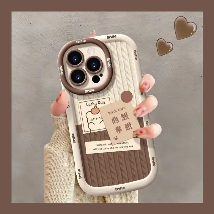 Cute Cartoon Rabbit iPhone Case with Camera Protector