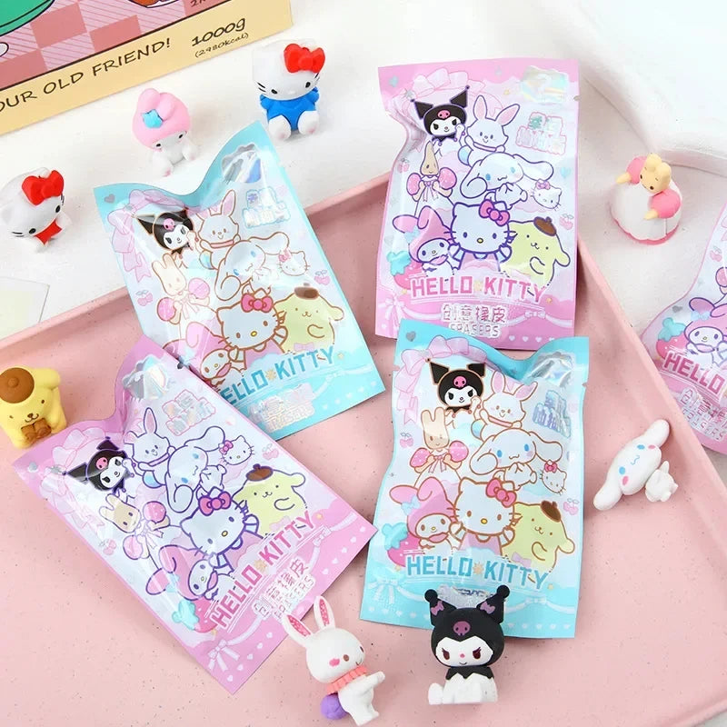 Sanrio 16/32pcs Kawaii Erasers – Kuromi & Hello Kitty 3D Cartoon Student Stationery Gift Set