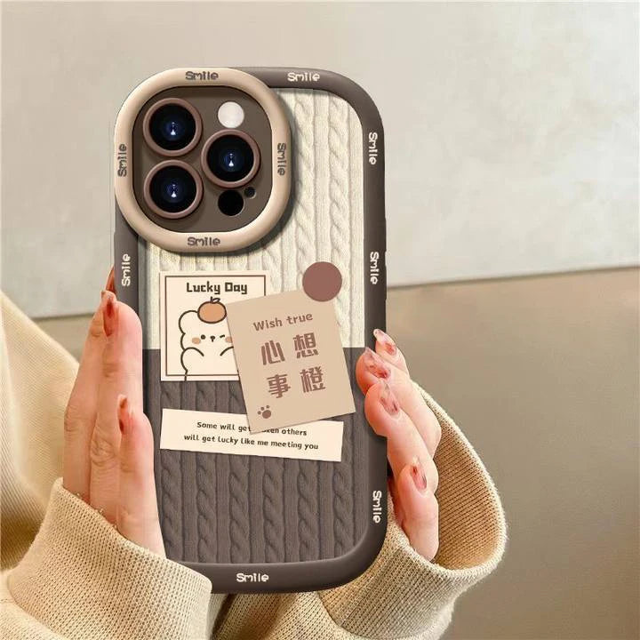 Cute Cartoon Rabbit iPhone Case with Camera Protector