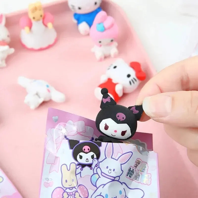 Sanrio 16/32pcs Kawaii Erasers – Kuromi & Hello Kitty 3D Cartoon Student Stationery Gift Set