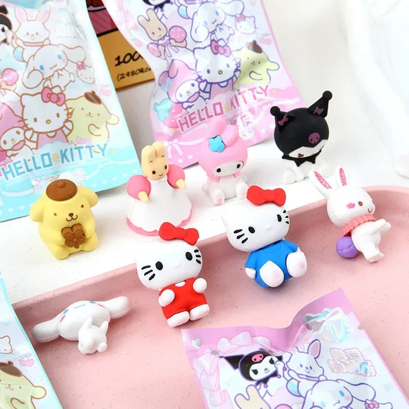 Sanrio 16/32pcs Kawaii Erasers – Kuromi & Hello Kitty 3D Cartoon Student Stationery Gift Set
