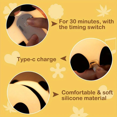 Adorable Panda Shape Night Light – Dimmable Silicone LED Mood Lamp for Kids & Baby Shower Gift