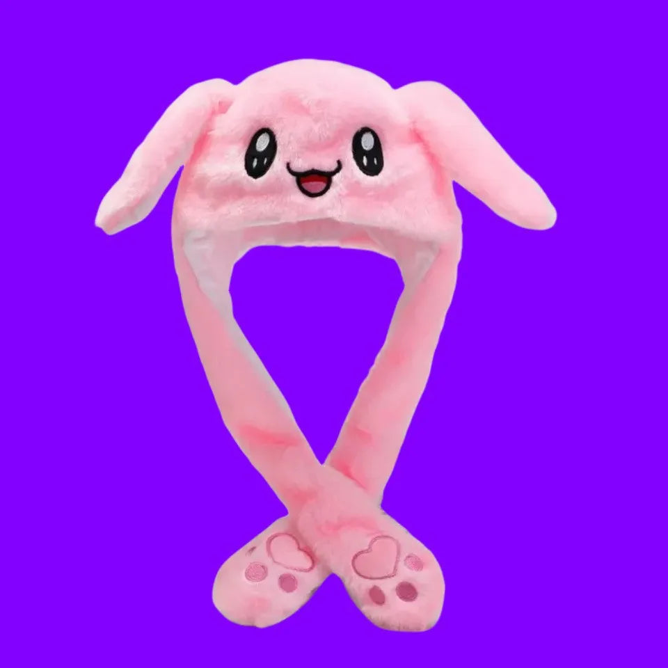 Kuromi Hello Kitty Moving Ears Cap – LED Glowing Bunny Hat for Kids & Teens
